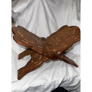 Vintage‎ Hand Carved Teak Wood Folding Cookbook Holder Bible Book Display Stand